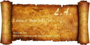 Lencz Adrián névjegykártya